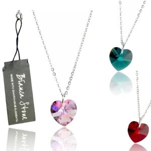 Luxe Bianca Stone Heart Emerald Charm Necklace